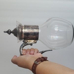 VTG 70'S CORNING HEAT PROOF GLASS COFFEE POT CARAFE PITCHER Silverplated DESIGN